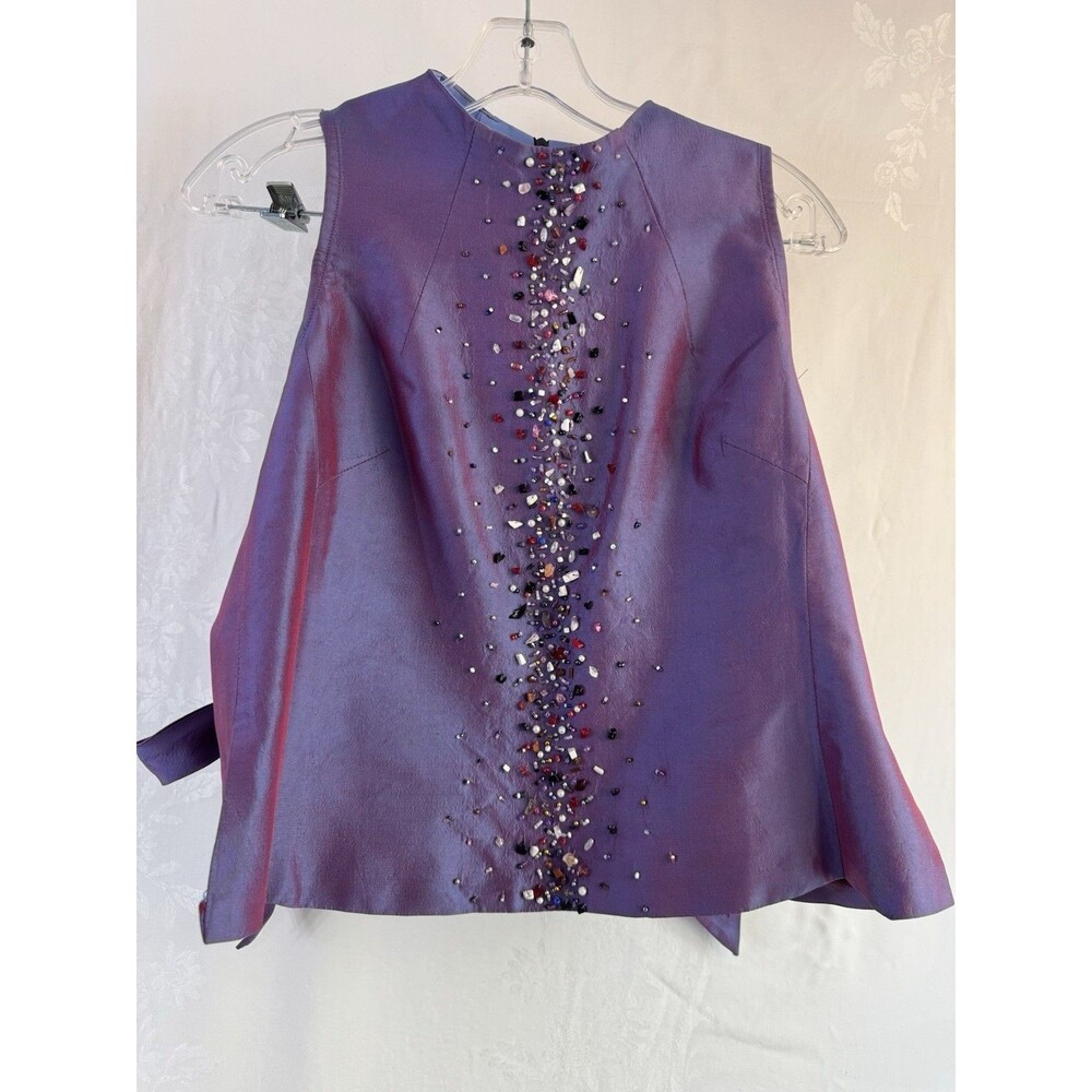 Gorgeous Color Changing Side Tie Top with Beads Large Blueish Red